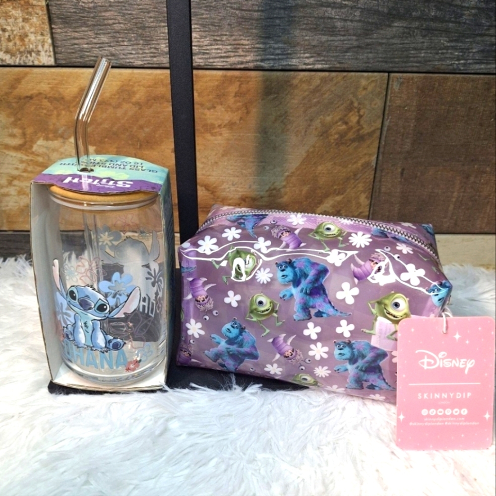 Disney Stitch Tumbler and Monsters Inc. Pouch Set